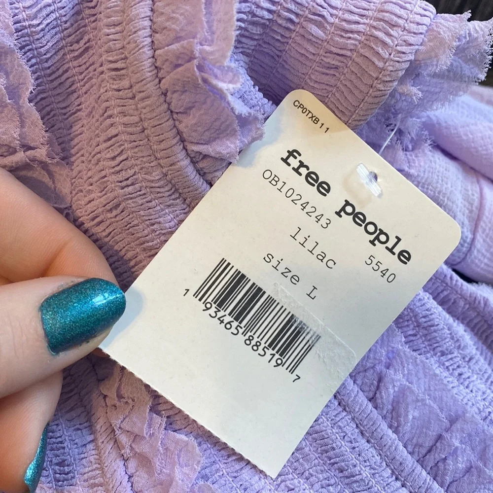 Free People Lilac Solid Lolita Blouse
